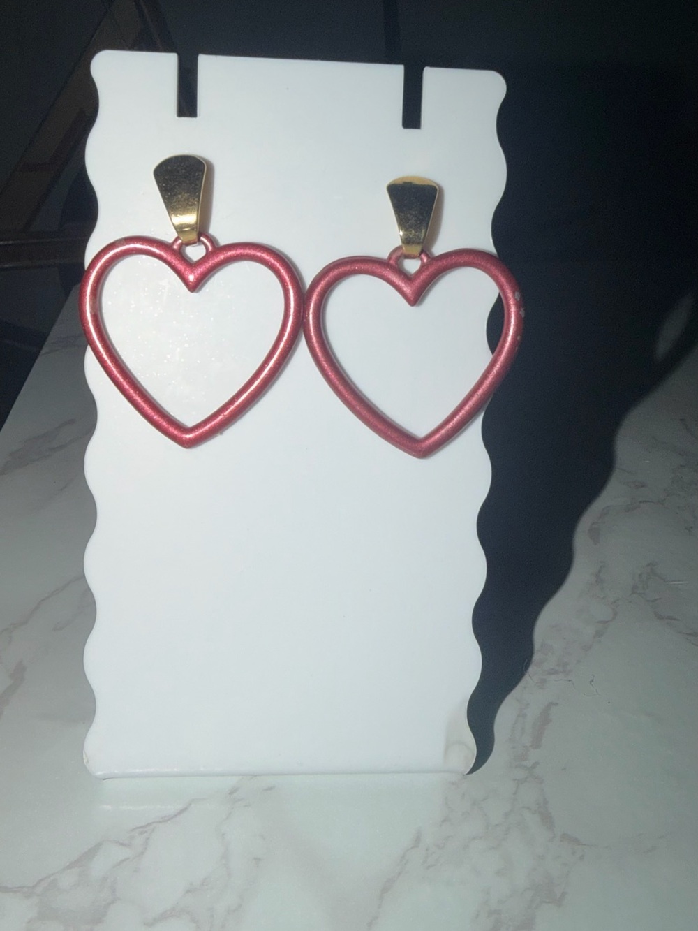 & Other Stories Pink Open Heart Drop Earrings with Gold Tops